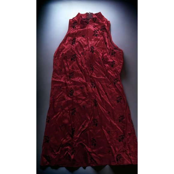 Possessed Vintage 90s Qipao Style Red Floral Dress - Picture 1 of 6